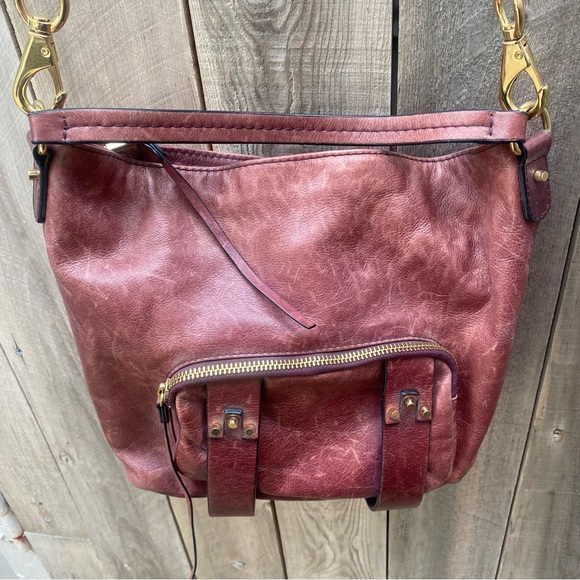 She+lo boho Burgundy Leather Shoulder crossbody Bag - Picture 3 of 15